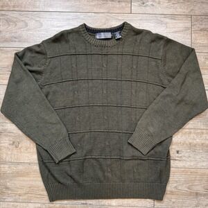 Oscar de la Renta Men's Olive Green Textured Cable Knit Sweater - XL